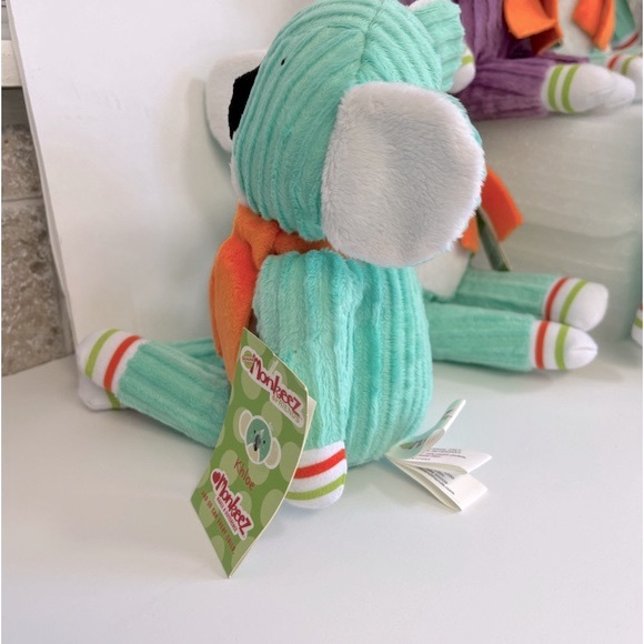 Monkeez & Friends. one   NWT. 6.5”x7.5” wide.  Teal bear. Soft chenille pattern. - Picture 8 of 8